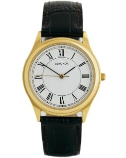 Sekonda Gents Rose Gold Plated Leather Strap Watch (3625)